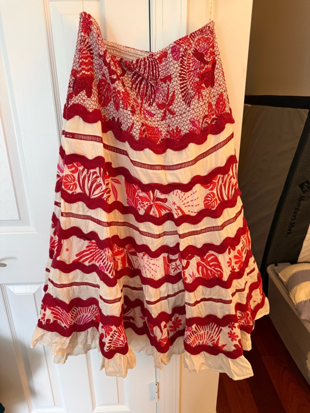 FARM Rio SET Red and Cream Tiered Circle Skirt with matching top